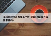 互联网软件开发交易平台（互联网app开发是干嘛的）