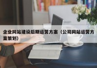 企业网站建设后期运营方案（公司网站运营方案策划）