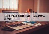 seo优化标题怎么防止误区（seo文章标题优化）