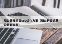 烟台正规抖音seo优化方案（烟台抖音运营公司有哪些）